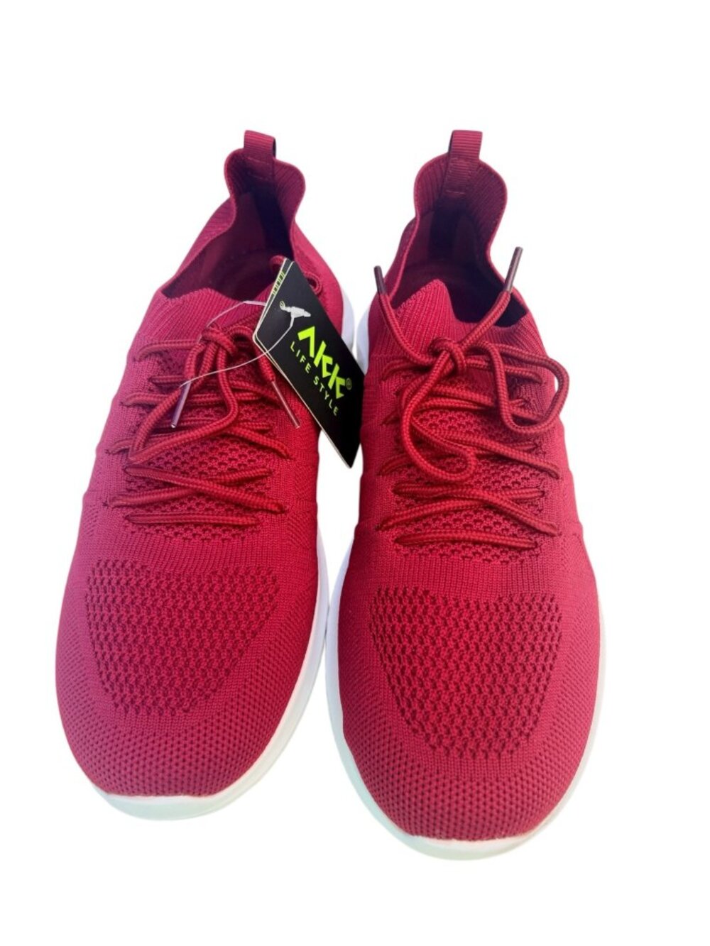 AKK Women Red Lightweight Breathable Knit Sneakers With White Sole Size 42 Casua